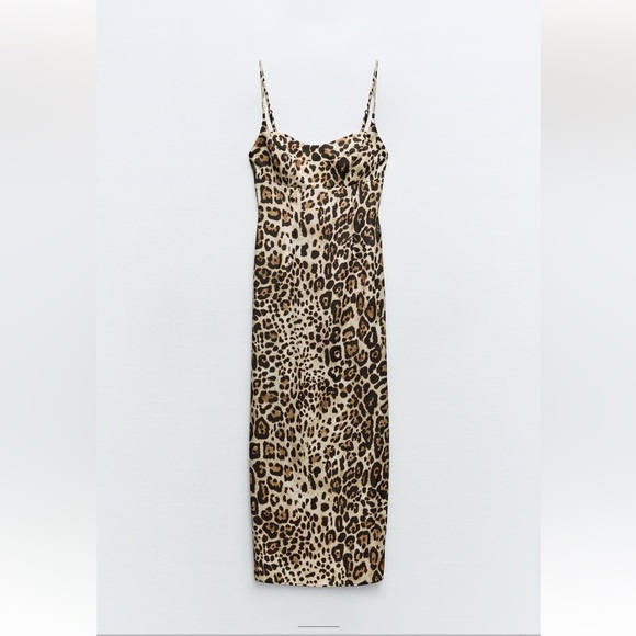 ZARA ANIMAL PRINT MIDI DRESS - Picture 4 of 8